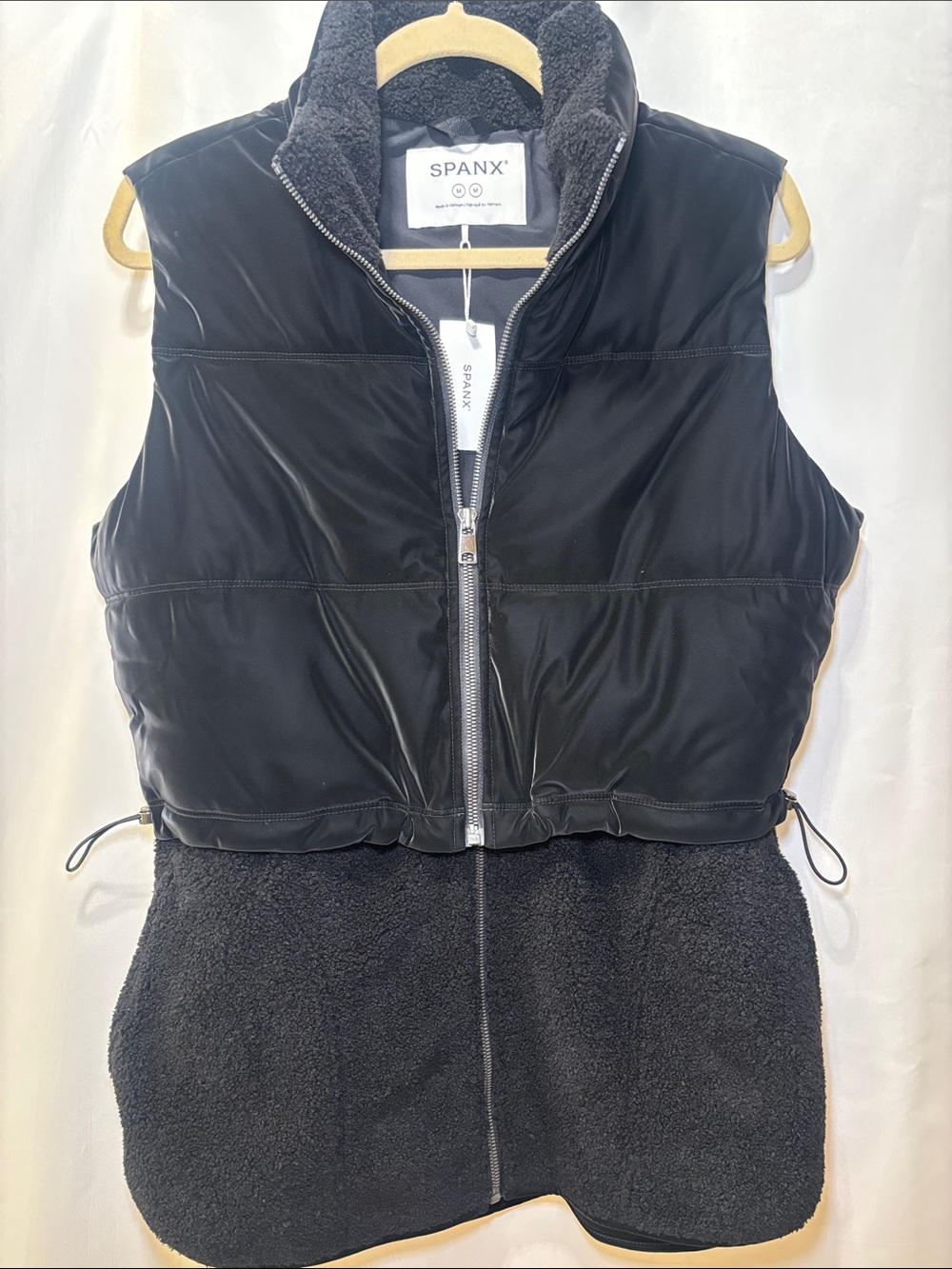 SPANX 2 in 1 Black velour & luxe fleece Vest